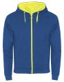 Heren Hoodie met Rits Fuji Roly SU1105 royal-fluo geel